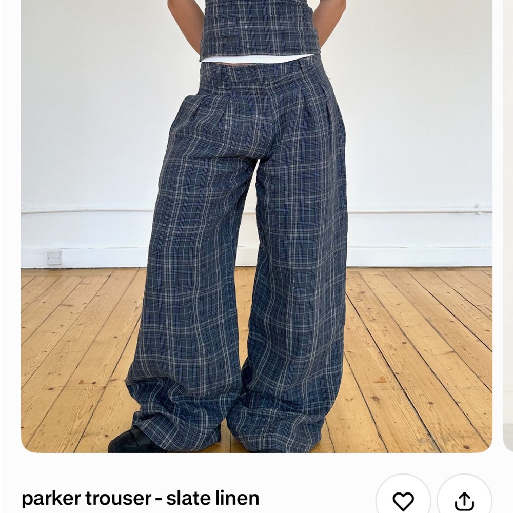 Parker Wide-Leg Trousers in Slate Plaid